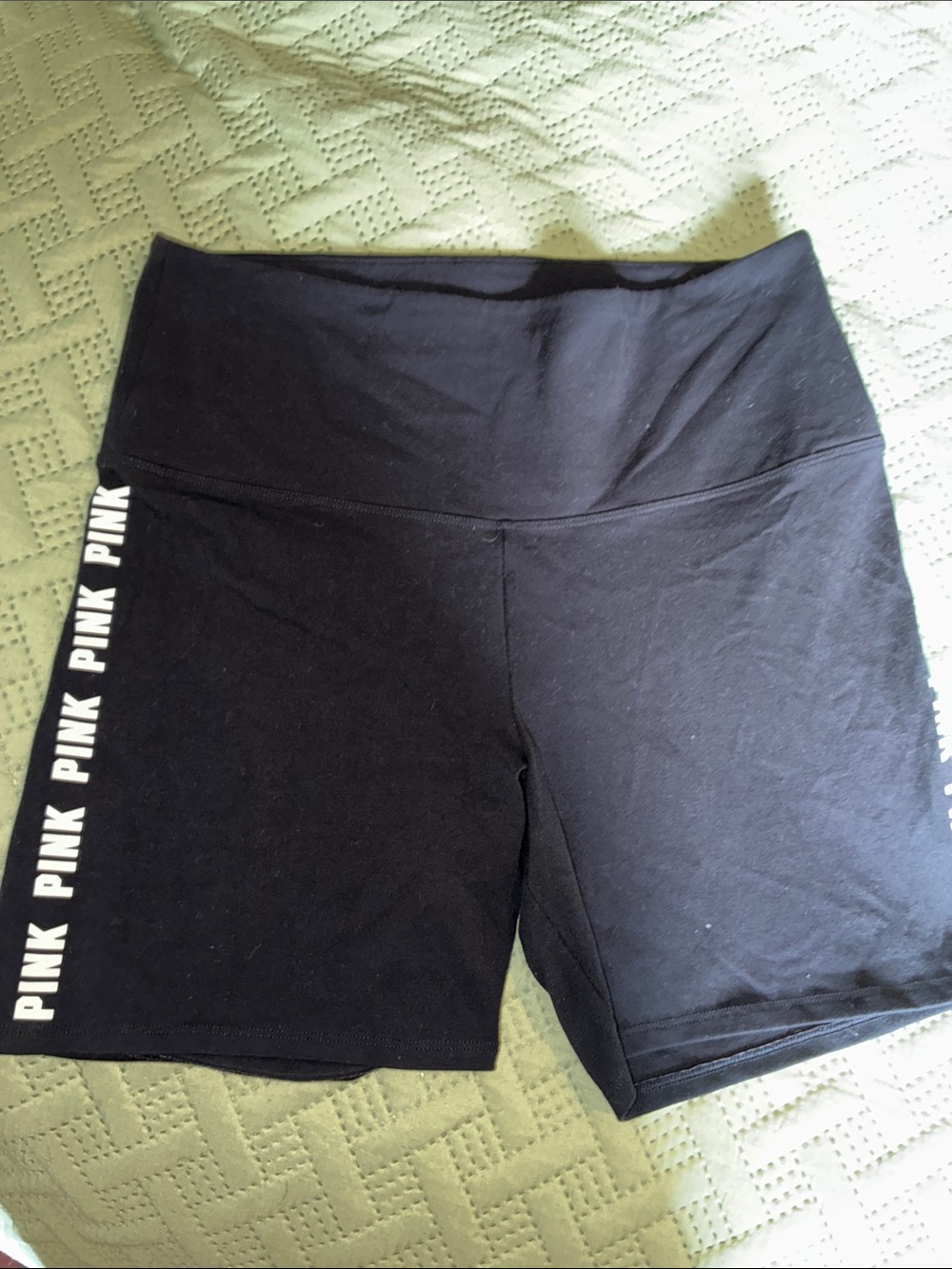 PINK Victoria's Secret Black High-Rise Bike Shorts with Side Logo